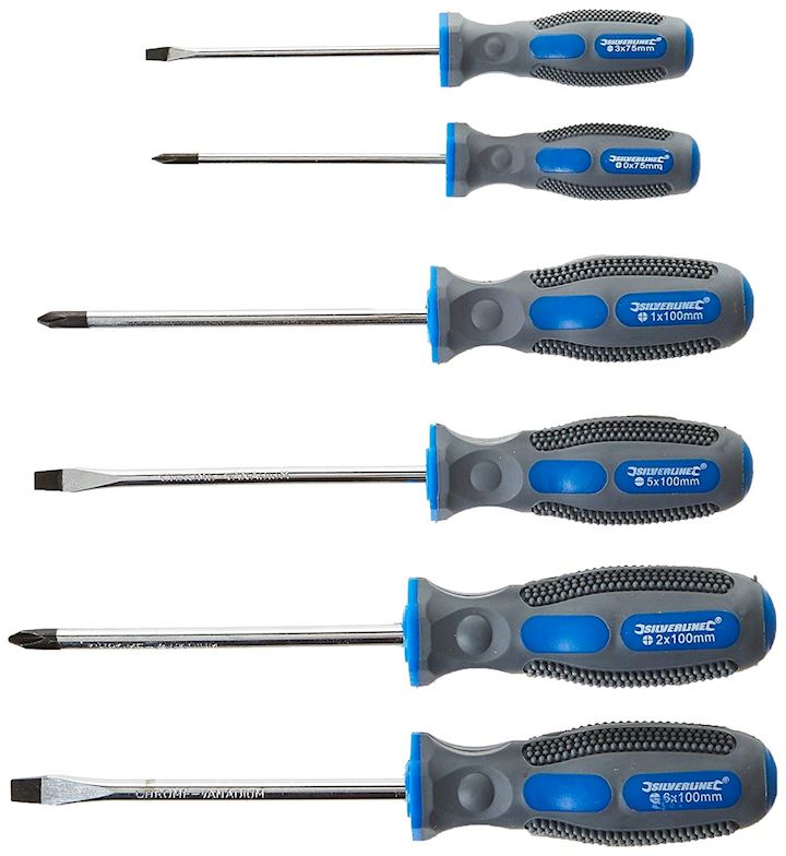 Screwdriver Set Slotted & Phillips 6-Pieces-Bicoloured